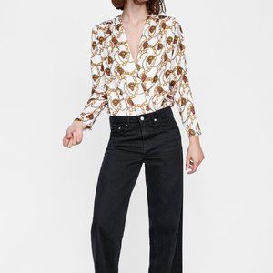 ZARA CHAIN PRINT WHITE BODYSUIT BRAND NEW WITH TAGS MEDIUM AND LARGE AVAILABLE